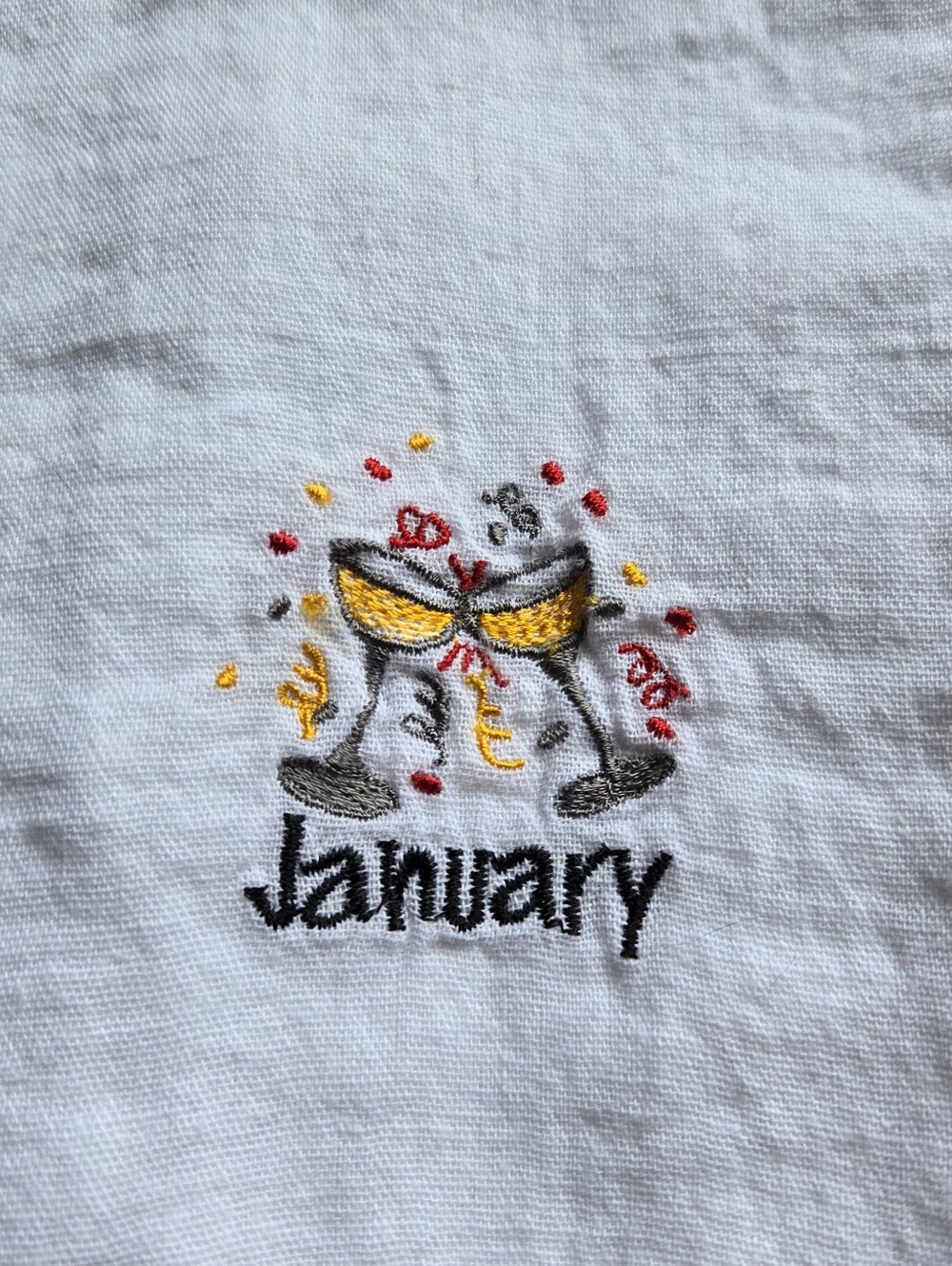 White Embroidered Months Hand Towels - Picture 2 of 16